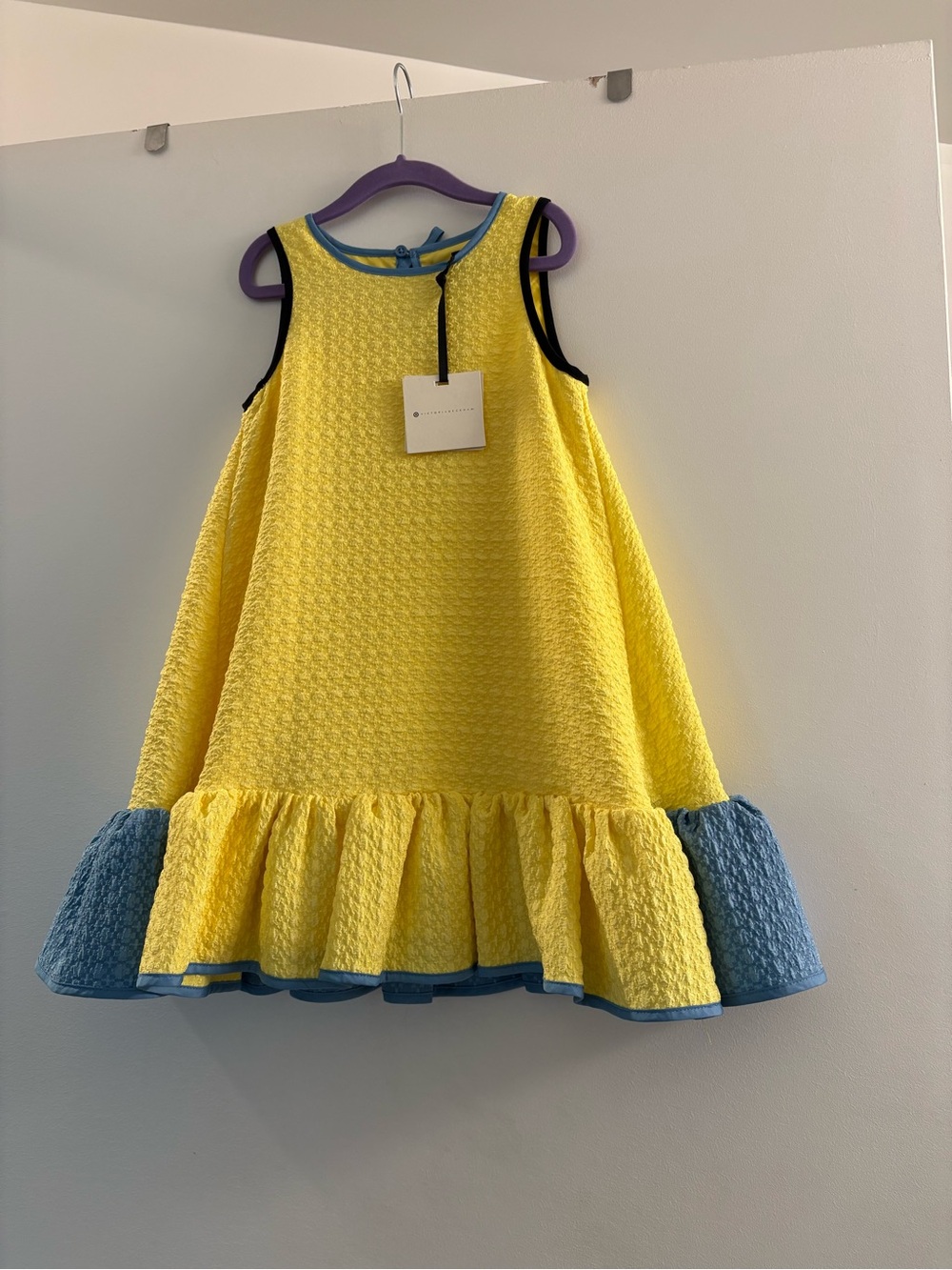 Victoria Beckham for Target Yellow Textured Dress with Blue Trim Sz 5T New w Tag